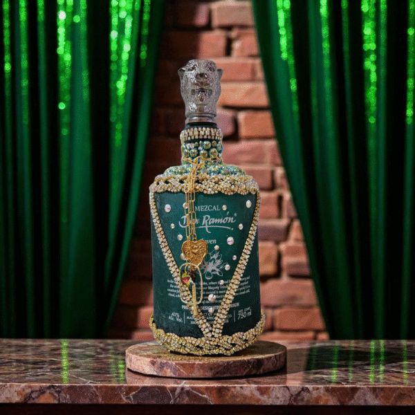 Elegant Decorated Don Ramon Green Tequila Bottle - Image 3