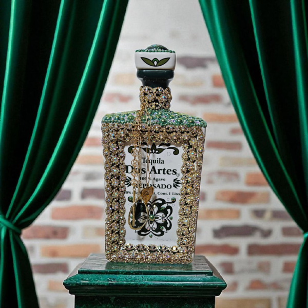Decorated Green Dos Artes Tequila Bottle - Image 3