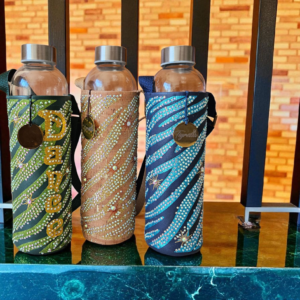 Glass Water Bottle in Faux Leather Rhinestone Sleeve 750ml