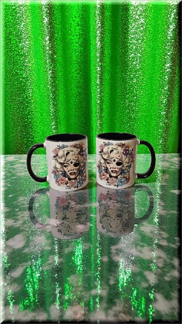 Elegant Rhinestone Dia de las Muertas Coffee Mugs - Image 2