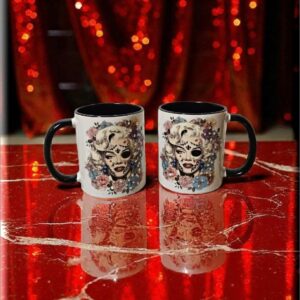 Elegant Rhinestone Dia de las Muertas Coffee Mugs