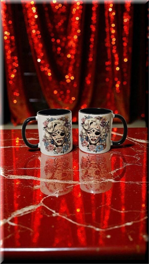 Elegant Rhinestone Dia de las Muertas Coffee Mugs