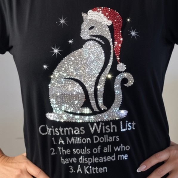Holiday Kitten Rhinestone Top - Image 2