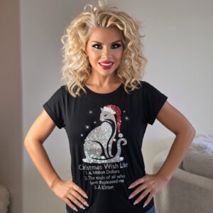 Holiday Kitten Rhinestone Top